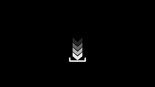 Animation Arrow Down Symbols on Black Background. Animated arrow from top to bottom on black background.