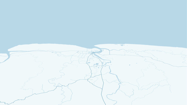 Modern minimalist vector map of Paramaribo, Suriname. High-quality scalable illustration of Paramaribo city grid, Suriname River, Fort Zeelandia, and Waterkant layout for posters and u