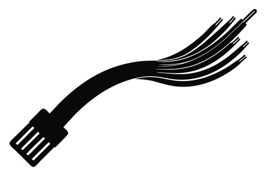 fiber optical cable silhouette line art vector illustration with a white background
