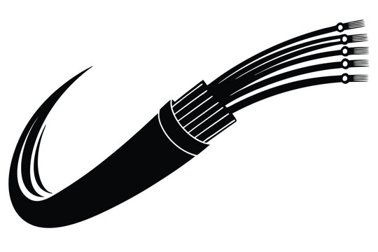 fiber optical cable silhouette line art vector illustration with a white background