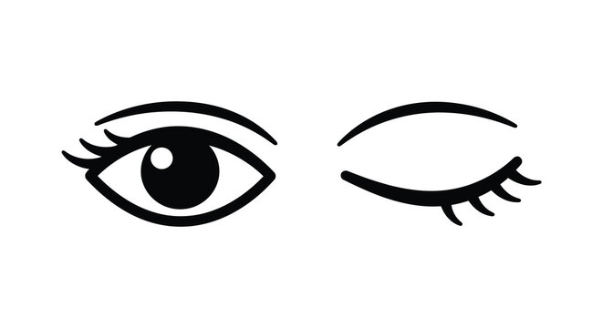 Open and closed eye shapes black silhouette