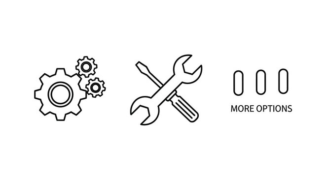gear wrench and radio button icons on a white background