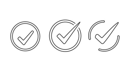 check mark icons three variations linear style on white background © DELRUBA