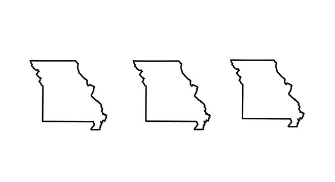missouri state outline three variations black line art on white
