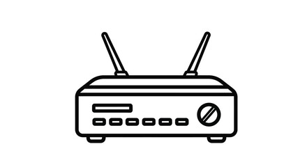 Fototapeta premium Wireless router line drawing on a white background