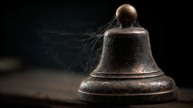 Dusty Service Bell with Cobwebs Symbol of Abandonment and Silence