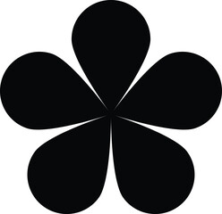 Fototapeta premium Black flower shape with five symmetrical petals on white background