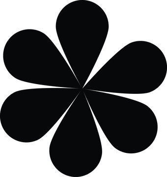 Black symmetrical flower shape with seven rounded petals