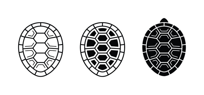 Turtle Shell Icons, Reptile Carapace Vector Graphics, Animal Protection Symbol Set