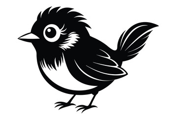 Fototapeta premium cute babbler bird silhouette line art vector illustration with a white background