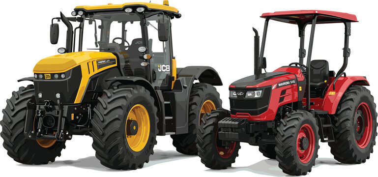 
Detailed Realistic Farm Tractor Set with Large Yellow and Red Agricultural Tractors for Farming, Agriculture, and Machinery Themed Designs