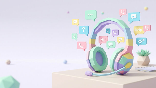 Low Poly Digital Communication Headset Concept with Futuristic Technology Design