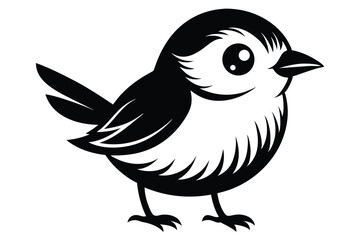 Fototapeta premium cute babbler bird silhouette line art vector illustration with a white background
