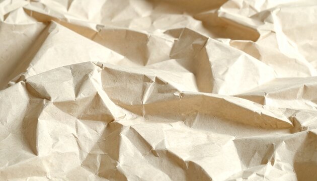 Crumpled craft paper texture featuring natural wrinkles, soft folds and realistic creases in a raw cinematic style, creating an authentic handmade surface background with organic detail, vintage chara