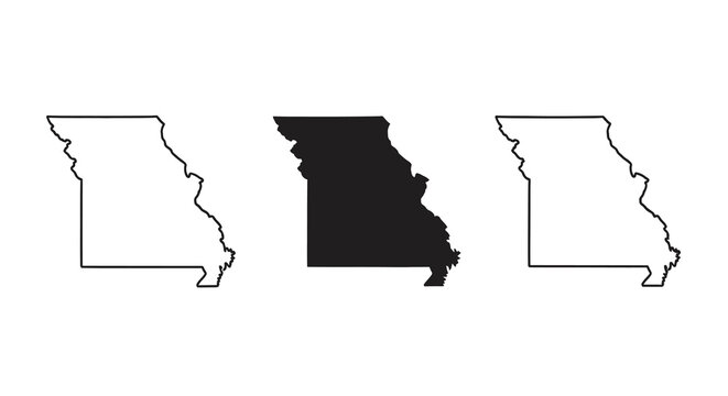 missouri state outline silhouettes on white background