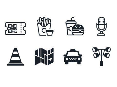 Flat icons set of daily activities and objects