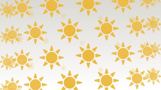 Yellow Sun and White Clouds Seamless Pattern Background Summer Weather and Nature Environment Concept