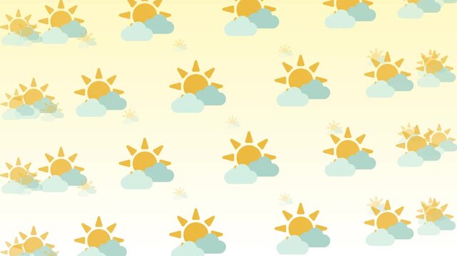 Sun and Clouds Sun and Cloud Weather Seamless Pattern Background Meteorological Forecast Summer Day and Nature Concept.