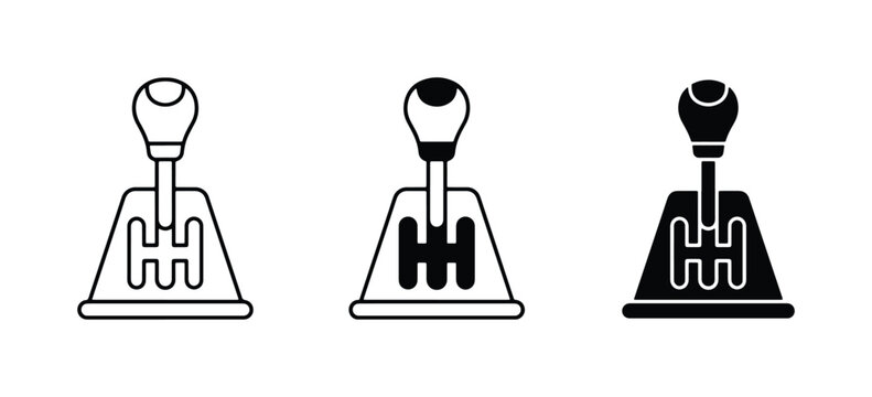 Manual Gear Shift Lever Icons, Automotive Transmission Control, Driving Mechanism Set