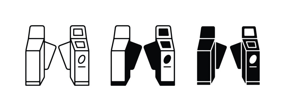 Turnstile Gate Icons, Access Control Systems, Security Entry Vector Graphics