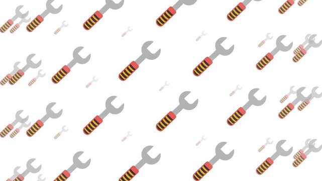 Wrench Tool Wrench and Spanner Repair Tool Seamless Pattern Background Construction Engineering and DIY Maintenance Concept.