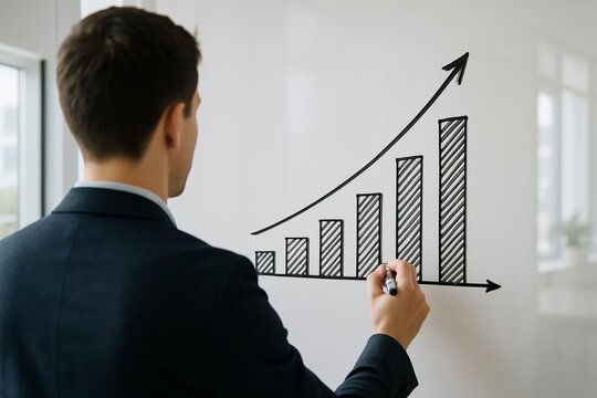 Inspiring Shoulder Someone Drawing Business Growth - Nuevo Negocio y Emprendimiento Stock Photo