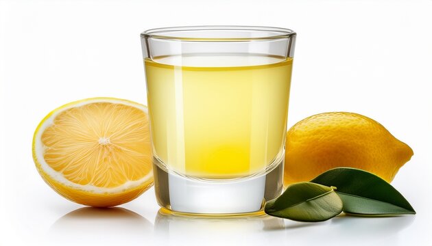 zesty single limoncello shot glass isolated on a white background