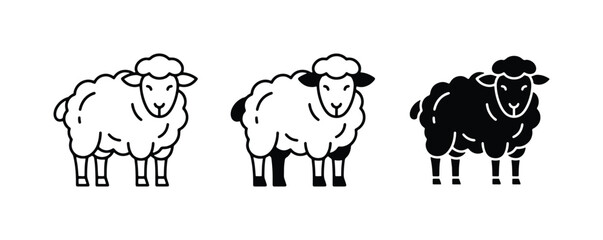 Sheep Icons, Farm Animal Vector Graphics, Livestock Illustrations, Simple Sheep Silhouettes © Khairul
