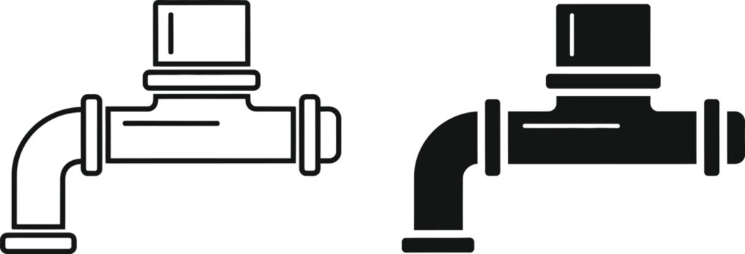 Black and white line icons of plumbing valves