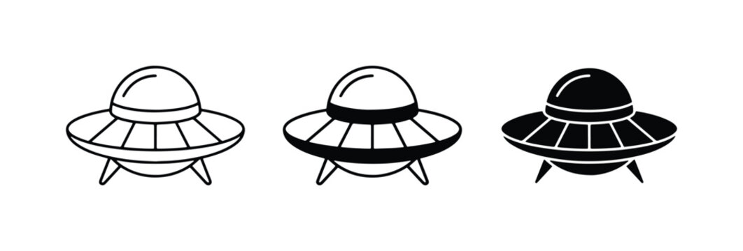 Flying Saucer Icons, UFO Vector Graphics, Alien Spaceship Symbols, Sci-Fi Art