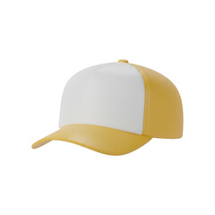 Fototapeta premium Yellow and white baseball cap isolated on a transparent background