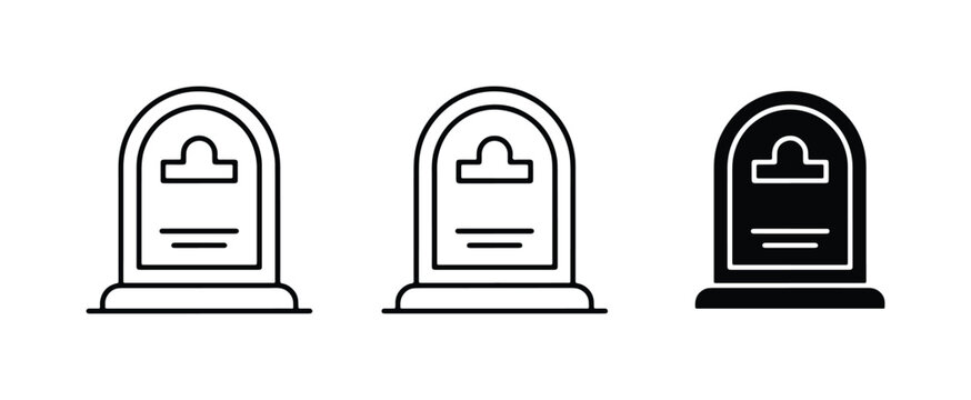 Tombstone Icons, Gravestone Symbols, Cemetery Monuments, Memorial Stone Graphics