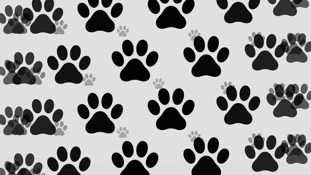 Dog Paw Prints Black Dog Paw Prints Seamless Pattern Background Animal Footprint and Pet Care Concept
