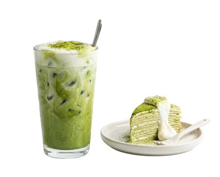 Matcha latte drink isolated on transparent background png