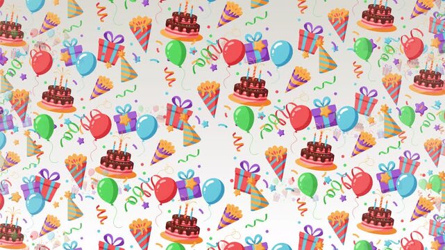 Birthday Celebration Birthday Cake and Balloon Seamless Pattern Background Party Celebration and Special Event Concept
