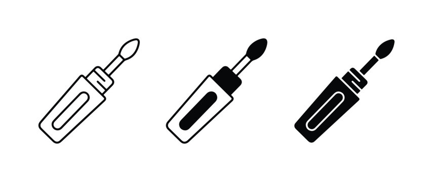 Mascara Wands, Cosmetic Applicators, Makeup Brushes, Beauty Tools Vector Icons Set