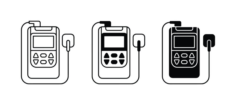 Medical Device Icons: TENS Unit, EMS Machine, Electrotherapy Equipment Set
