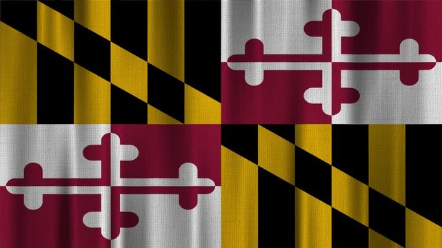 Maryland Flag Animation With Fabric Texture