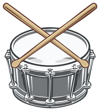 Percussion Drum and Crossed Drumsticks Ready for Musical Performance