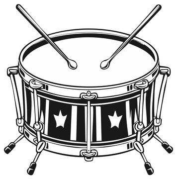 Classic Drum with Drumsticks Ready to Play Lively Music and Rhythms