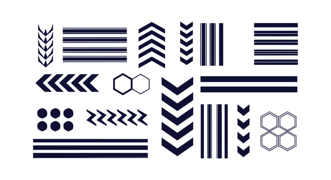 Collection of Abstract Geometric Shapes and Futuristic HUD UI Elements for Modern Graphic Design
