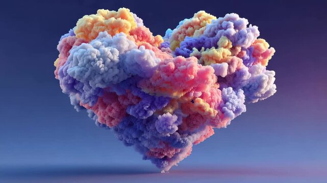 Cloud shape forms a heart against a gradient background during an artistic digital creation showcasing colors and textures