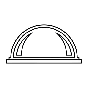 Modern dome structure vector icon representing architectural roof or planetarium design element on plain white background