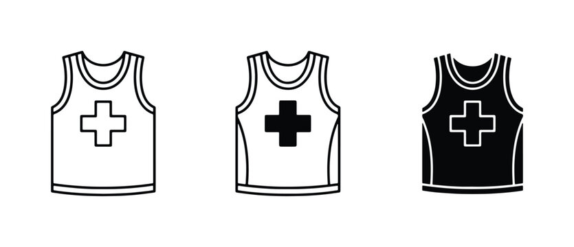 Medical Tank Tops, Healthcare Sleeveless Shirts, Cross Symbol Apparel, Vector Icons