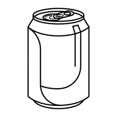 Fototapeta premium Single aluminum soda can outline drawing for beverage packaging design and recycling concept isolated on white background