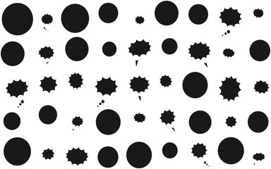 Fototapeta premium Comic speech bubbles and thought clouds vector set, black silhouette pop art icons, blank dialogue balloons for manga and cartoon storytelling