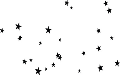 Minimalist black star pattern vector, scattered hand drawn stars on white background, celestial night sky constellation graphic for festive design © Kirationz 