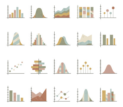 Chart and graph set featuring data statistics analysis visualization diagram report dashboard business analytics metrics distribution histogram scatter column