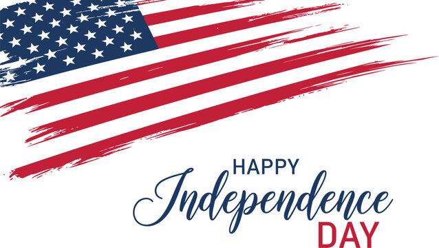 American independence day celebration patriotic us flag with calligraphy text design