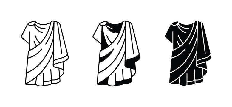 Ancient Roman Toga Icons, Classic Tunic Vector Graphics, Historical Costume Illustrations